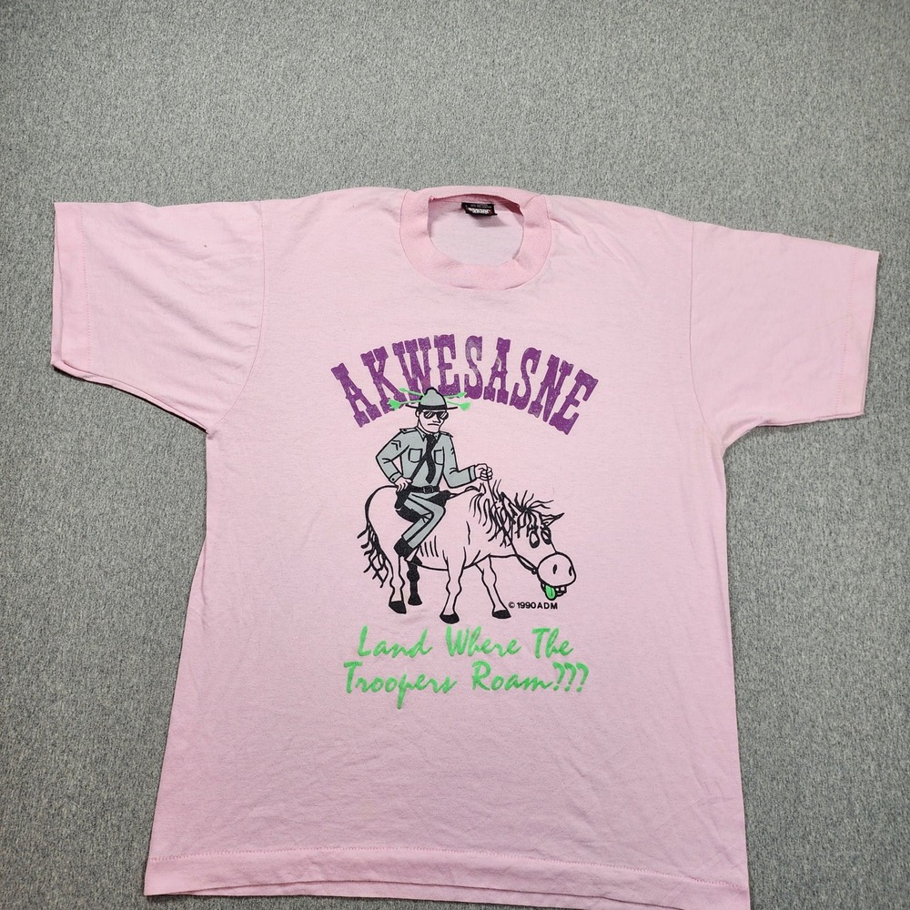 Screen Stars Best T-Shirt Unisex L Pink RARE 1990 Akwesasne Troopers Vintage 90s